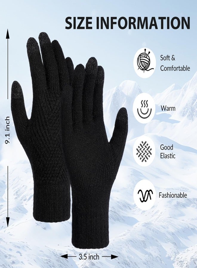 Tavaleu Womens Winter Gloves - Gloves for Women Cold Weather, Warm Touch Screen Fleece Lined Glove, Elastic Cuff Knit Glove - Image 3